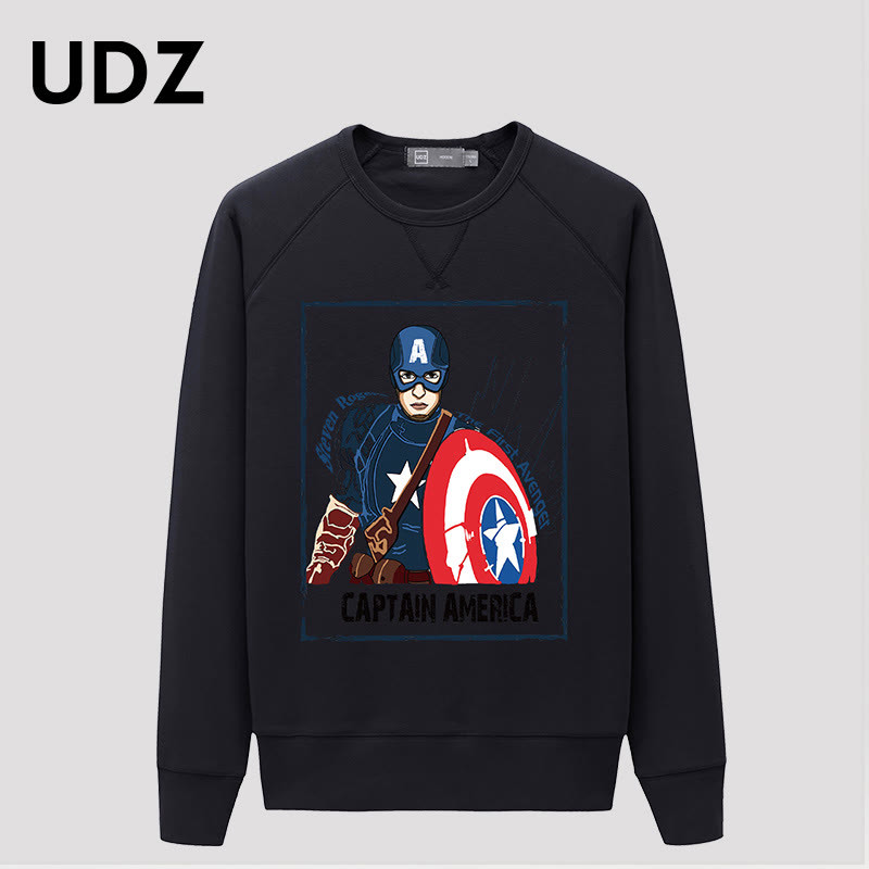 UDZ预售定制美国英雄动漫印花圆领套头男士卫衣长袖休闲上衣79843