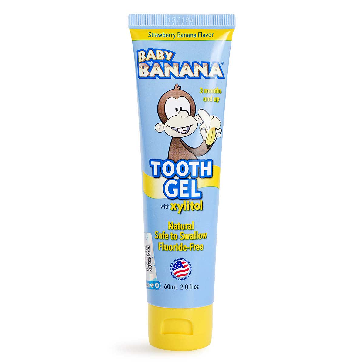 美国香蕉宝宝儿童牙膏可吞咽食用无氟牙膏1-2-3-6岁婴儿小孩牙膏