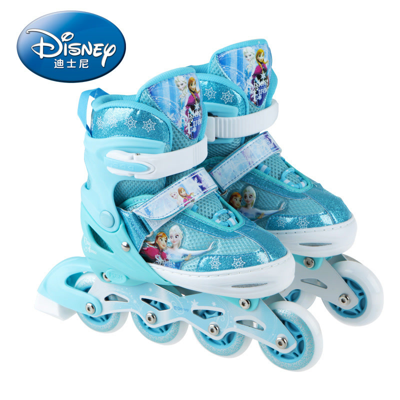 迪士尼 冰雪奇缘儿童男女可调闪光旱冰鞋