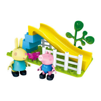邦宝小猪佩奇拼接场景儿童公仔拼装益智积木玩具-A06031滑滑梯