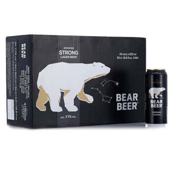 德国进口 豪铂熊（BearBeer）豪铂熊烈性啤酒500ml*24听整箱装