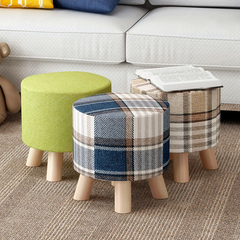 时尚圆凳 实木矮凳 创意换鞋凳 布艺沙发板凳 小凳子