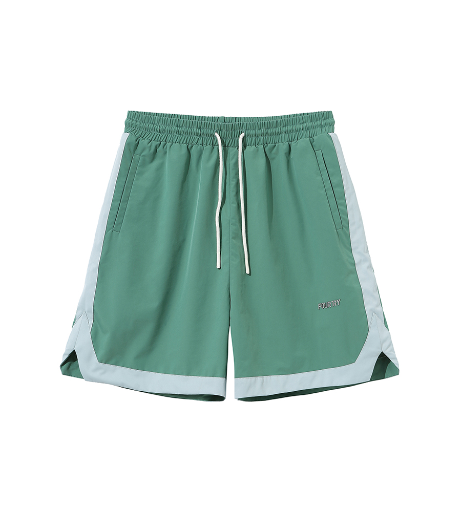 内购-FOURTRY绿色拼色反光篮球运动短裤21SS03GR37X